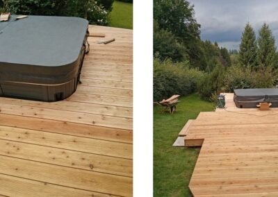 Custom wood bathtub surround and deck - Dirr Woodcraft Orcas Island