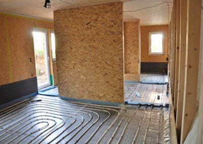 Underfloor heating system before flooring - Dirr Woodcraft Orcas Island