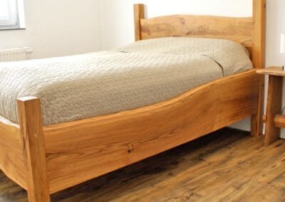 Handcrafted wooden bed frame and nightstand - Dirr Woodcraft custom furniture Orcas Island