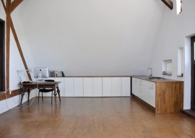 Kitchen installation in attic conversion - Dirr Woodcraft custom carpentry Orcas Island