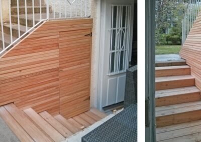 Outdoor staircase built from wood - Dirr Woodcraft Orcas Island
