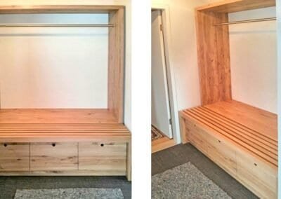 Custom built wardrobe with wood finish - Dirr Woodcraft custom furniture Orcas Island